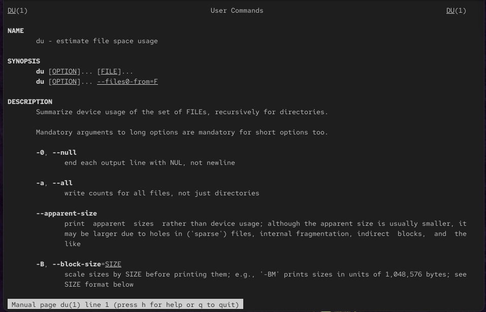 duコマンドのマニュアル